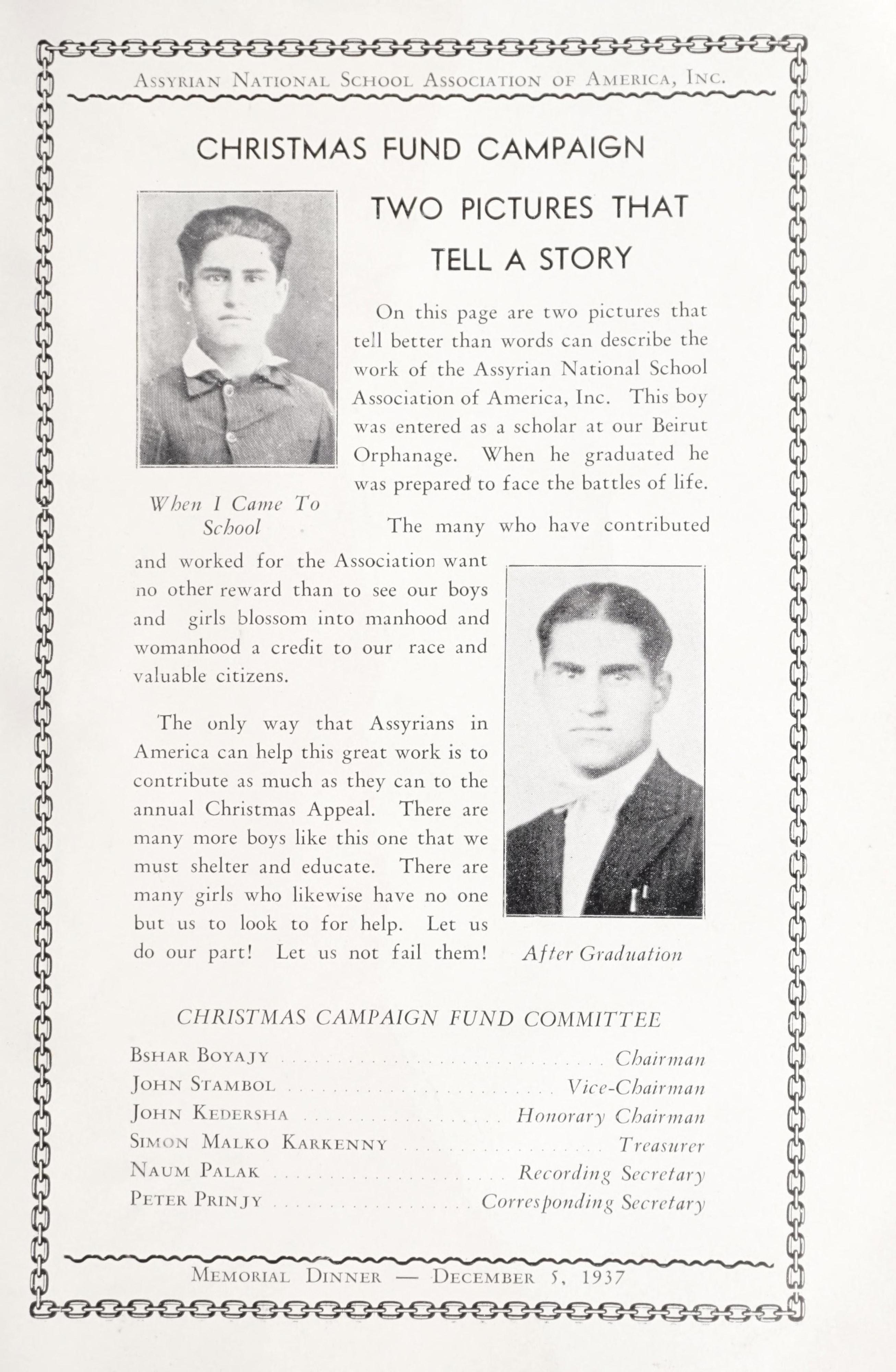 "Two pictures that tell a story": Beirut orphanage appeal, 1937