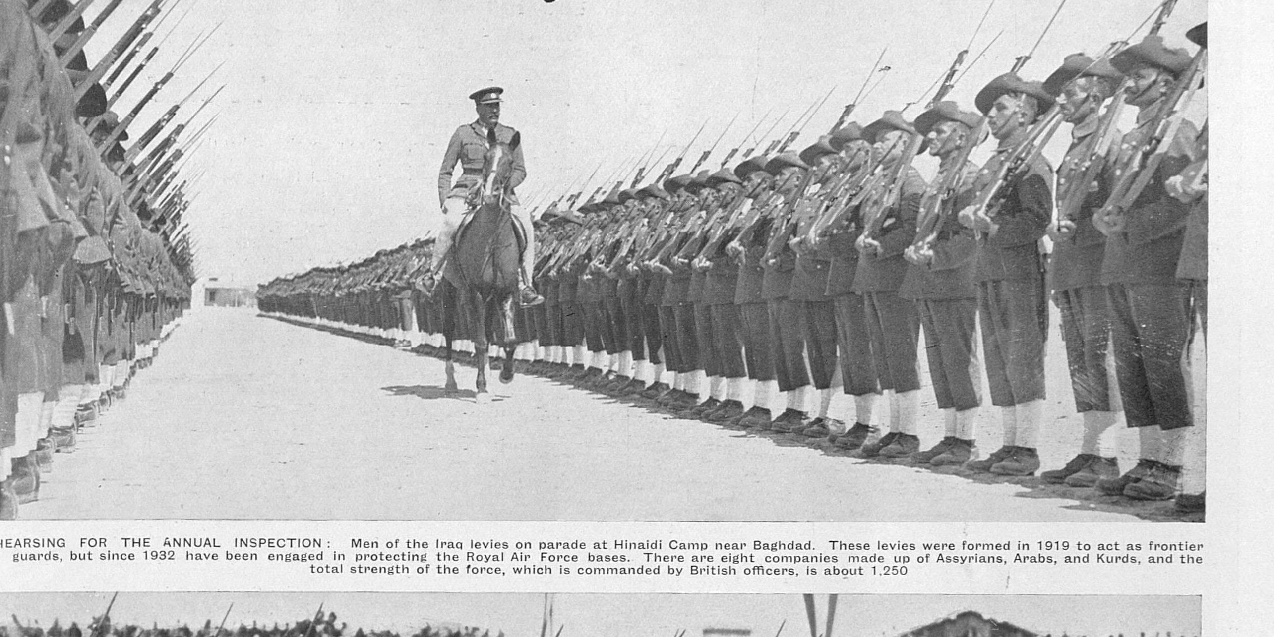 Iraq Levies on parade at Hinaidi Camp, Baghdad, 1934