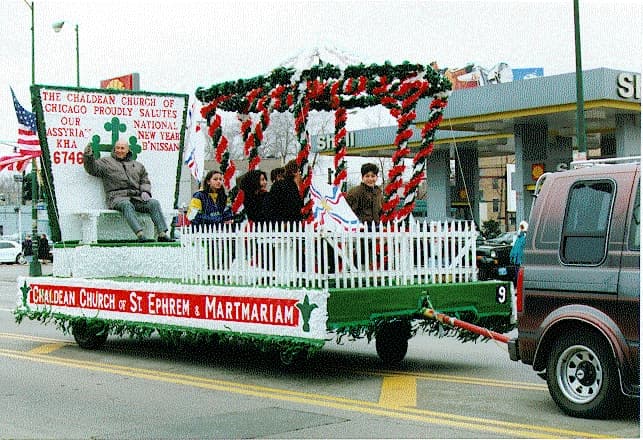 Chaldean church float in Chicago's Assyrian New Year parade, 1996