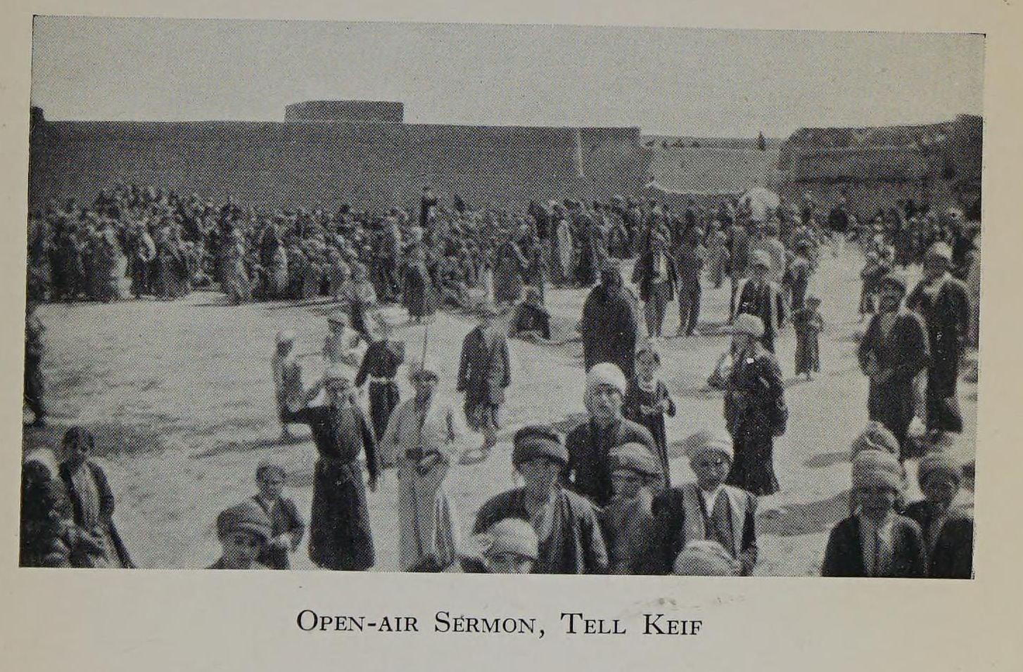Open-air sermon at Tel Keppe, about 1924