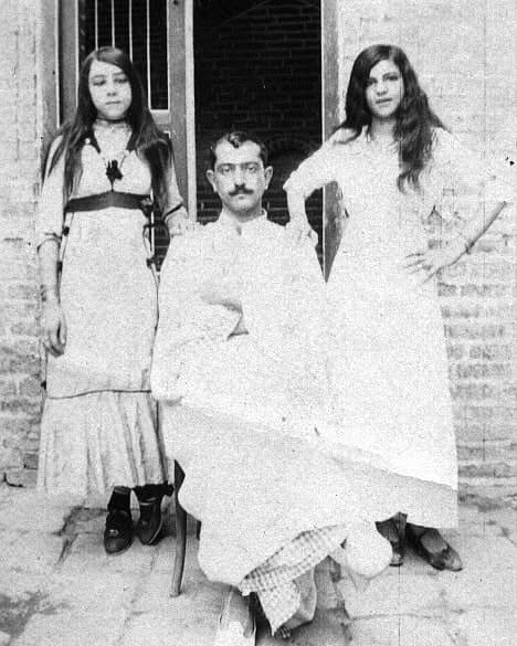 Chaldean father and his two daughters in Mesopotamia