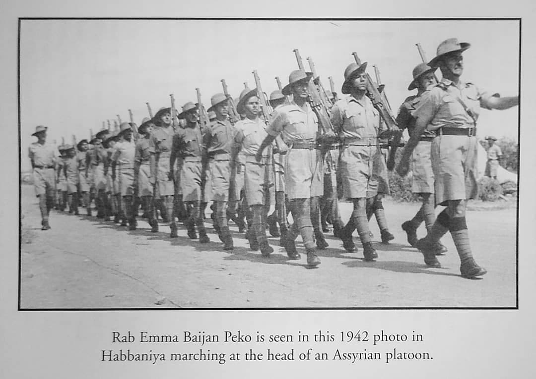 Rab Emma Baijan Peko leading a platoon of Assyrian Levies, Habbaniya