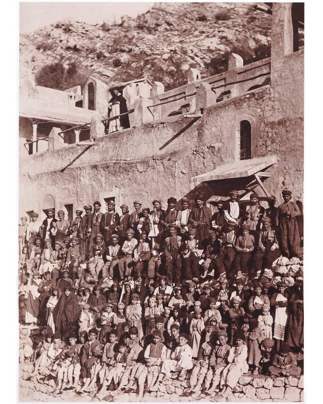 Villagers of Mar Yaqo with their Dominican priest, about 1880