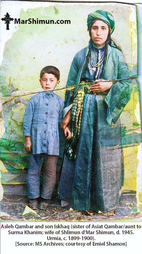 Asleh Qambar and her son Iskhaq, Urmia, about 1900