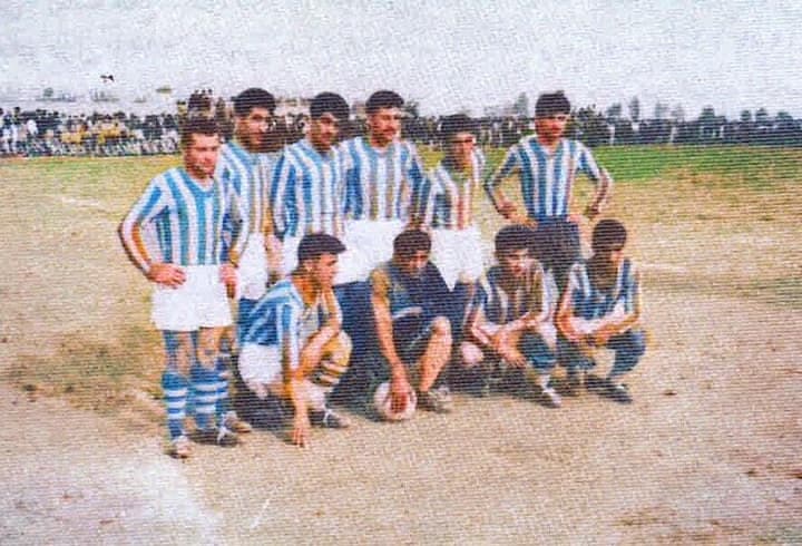 Al-Rafidain Club football team at the Qamishli stadium, 1958