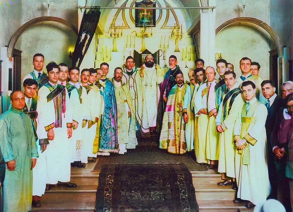 Syriac Orthodox priests and deacons of America with Archbishop Barsoum, 1927-1928