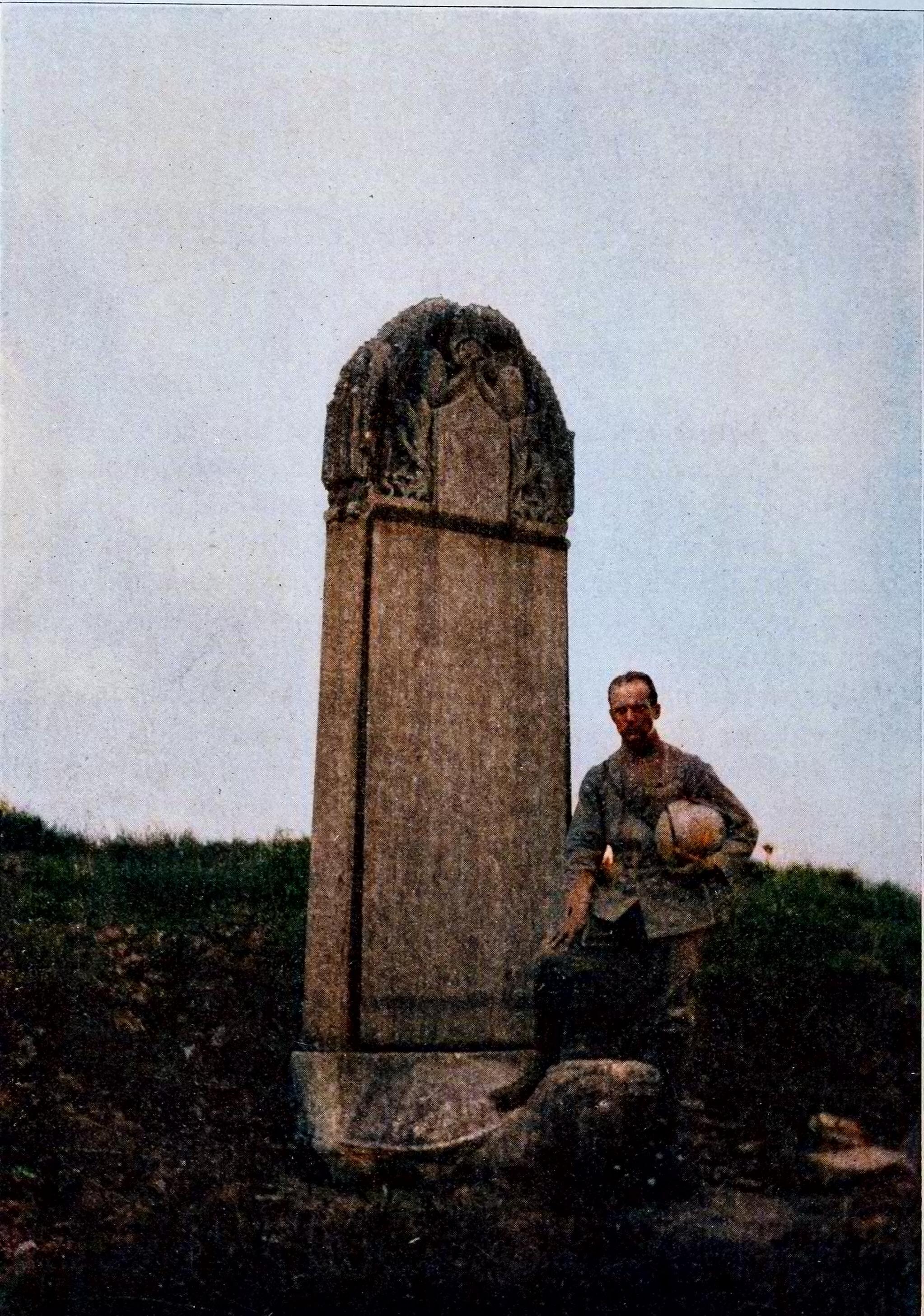 The Xi'an Stele in the open field before its removal, 1907