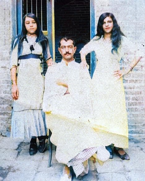 Chaldean father and his two daughters in Mesopotamia