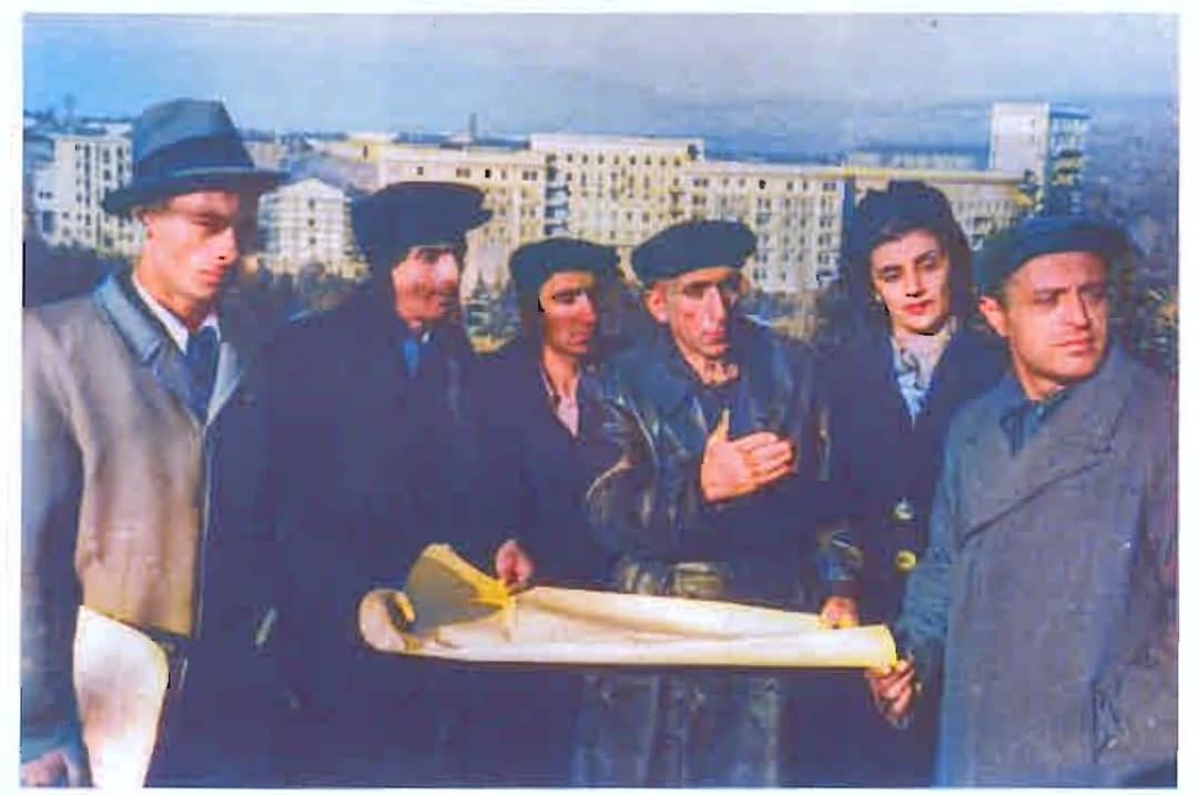 Assyrian civil engineers with a drawing, Tbilisi, 1937