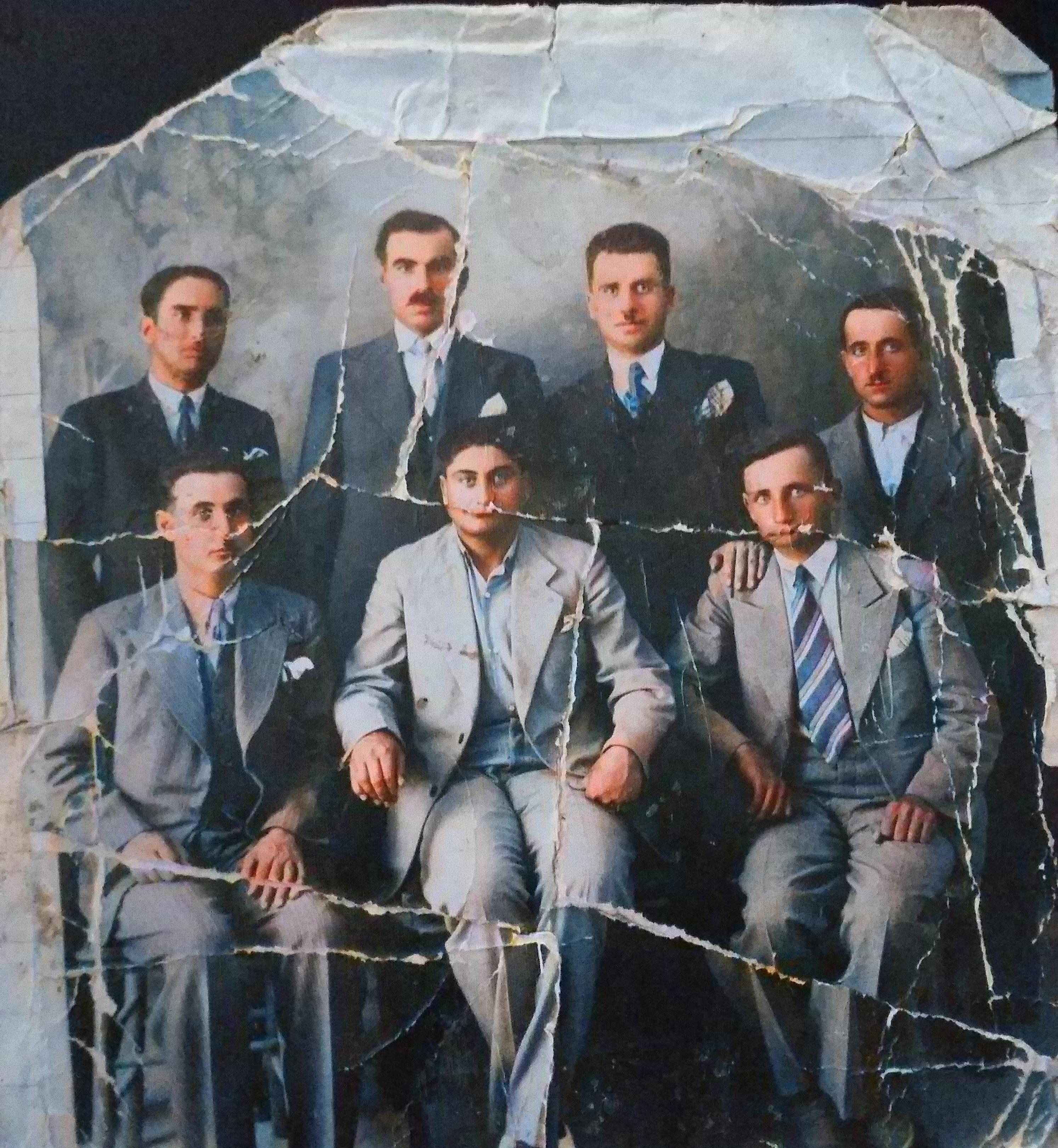 İbrahim Şabo with men of Midyat, studio portrait