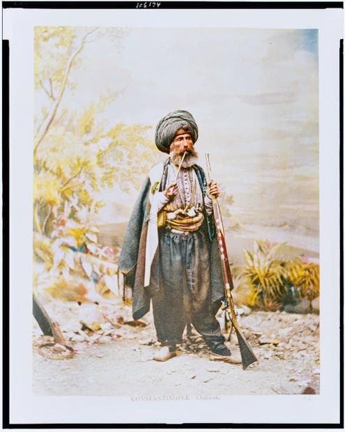 Chaldean man with rifle and pipe, Constantinople